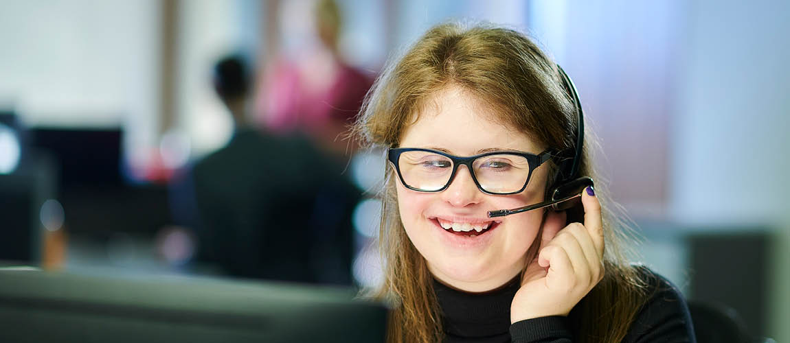 Woman in call centre