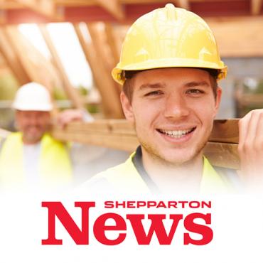Shepparton News logo and image of an apprentice
