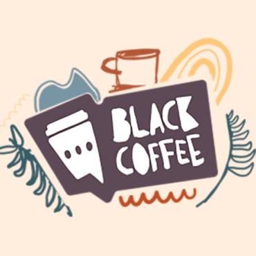 Black Coffee logo on a cream background