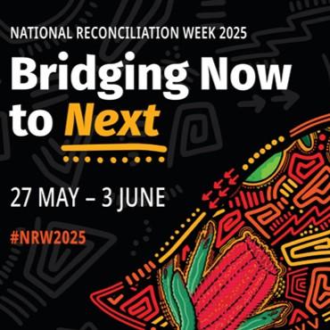 National Reconciliation Week event details beside First Nations artwork