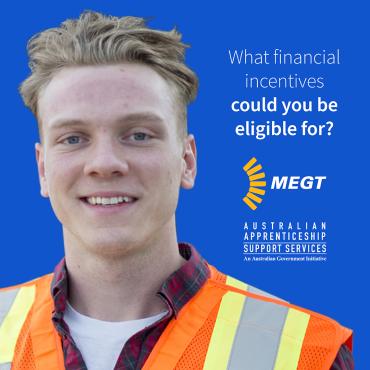 Man wearing hi-vis on a blue background with text overlay "What financial incentives could you be eligible for?" above logos