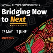National Reconciliation Week event details beside First Nations artwork