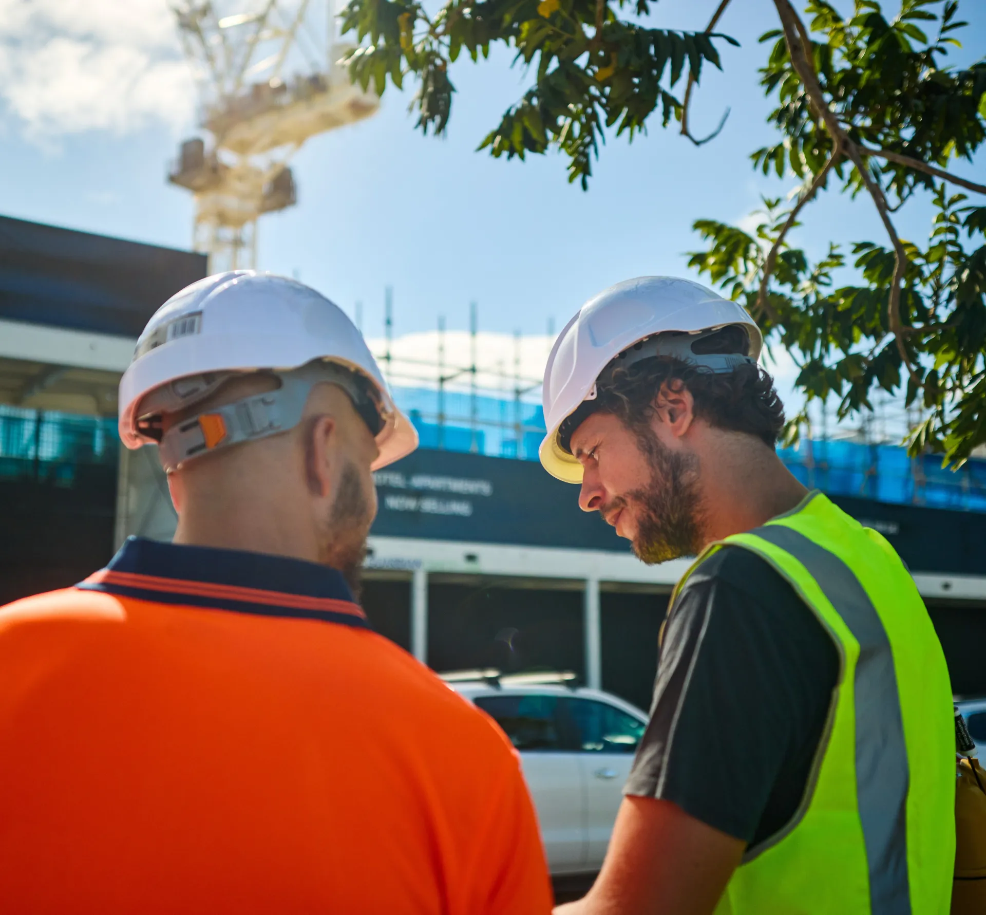 Two construction workers outdoors