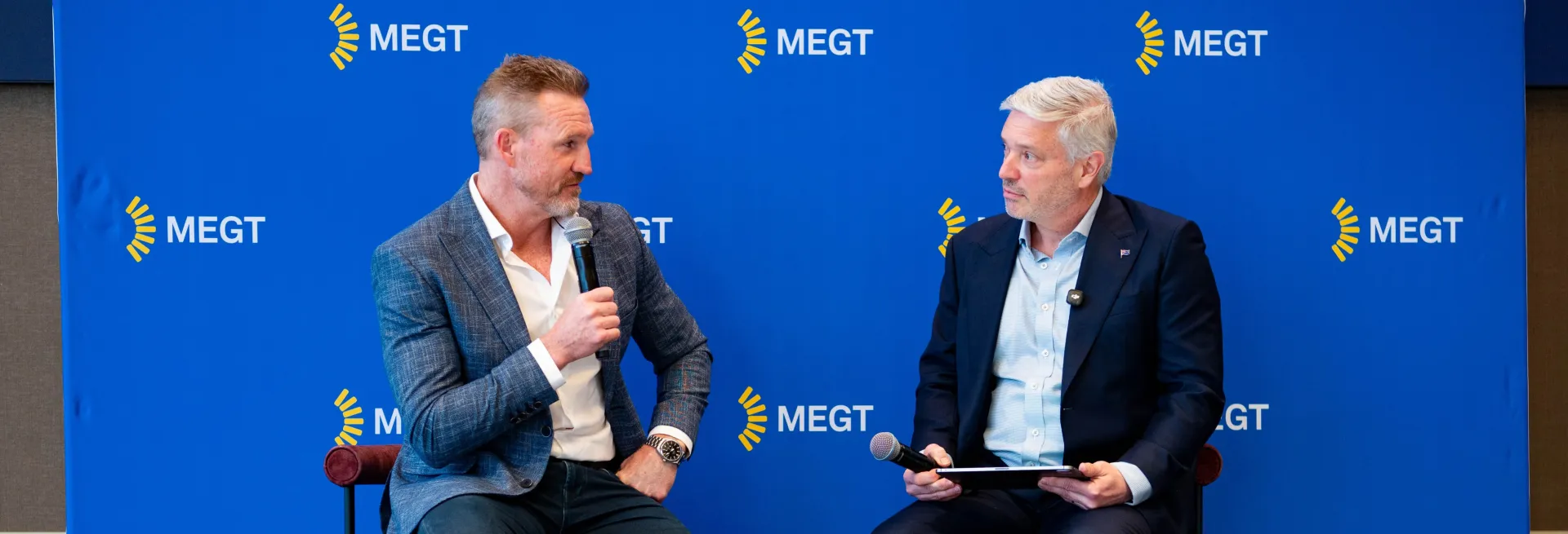 MEGT CEO Matthew Hick with AFL Coach Nathan Buckley