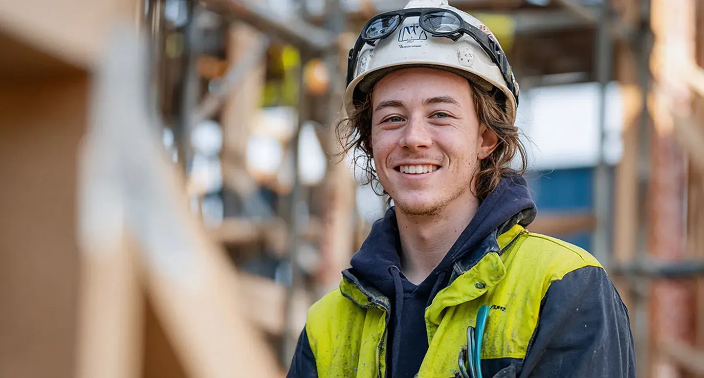 young man on construction site