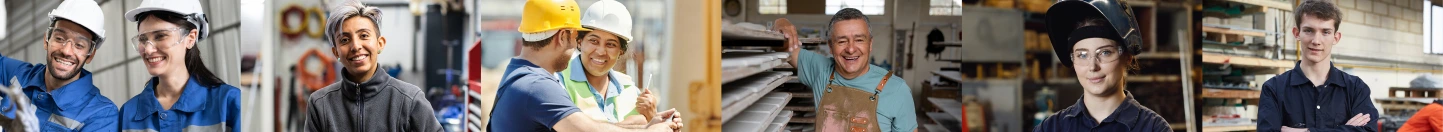 Multiple images of people in their working environments